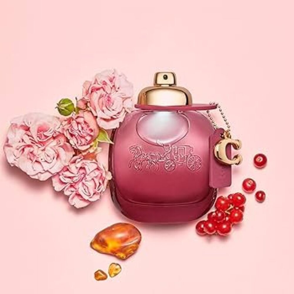 Coach Wild Rose Gift Set-EDP Rose Sweet-Maroon Pouch&Travel 7.5ml,0.25oz-2pc-NEW - Picture 6 of 16